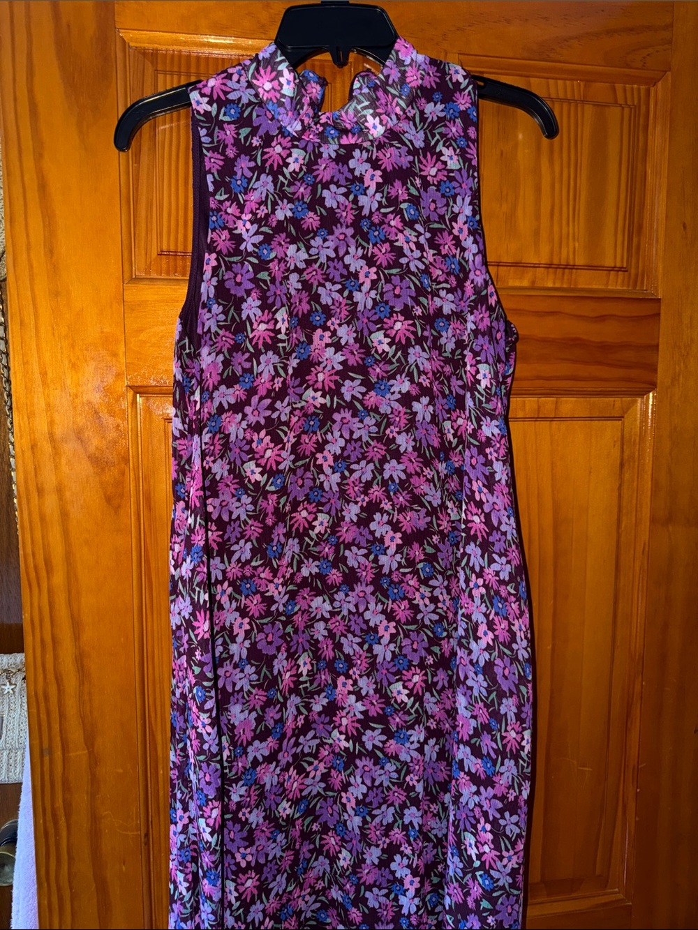 Calvin Klein Sleeveless Floral Midi Dress in Plum and Pink